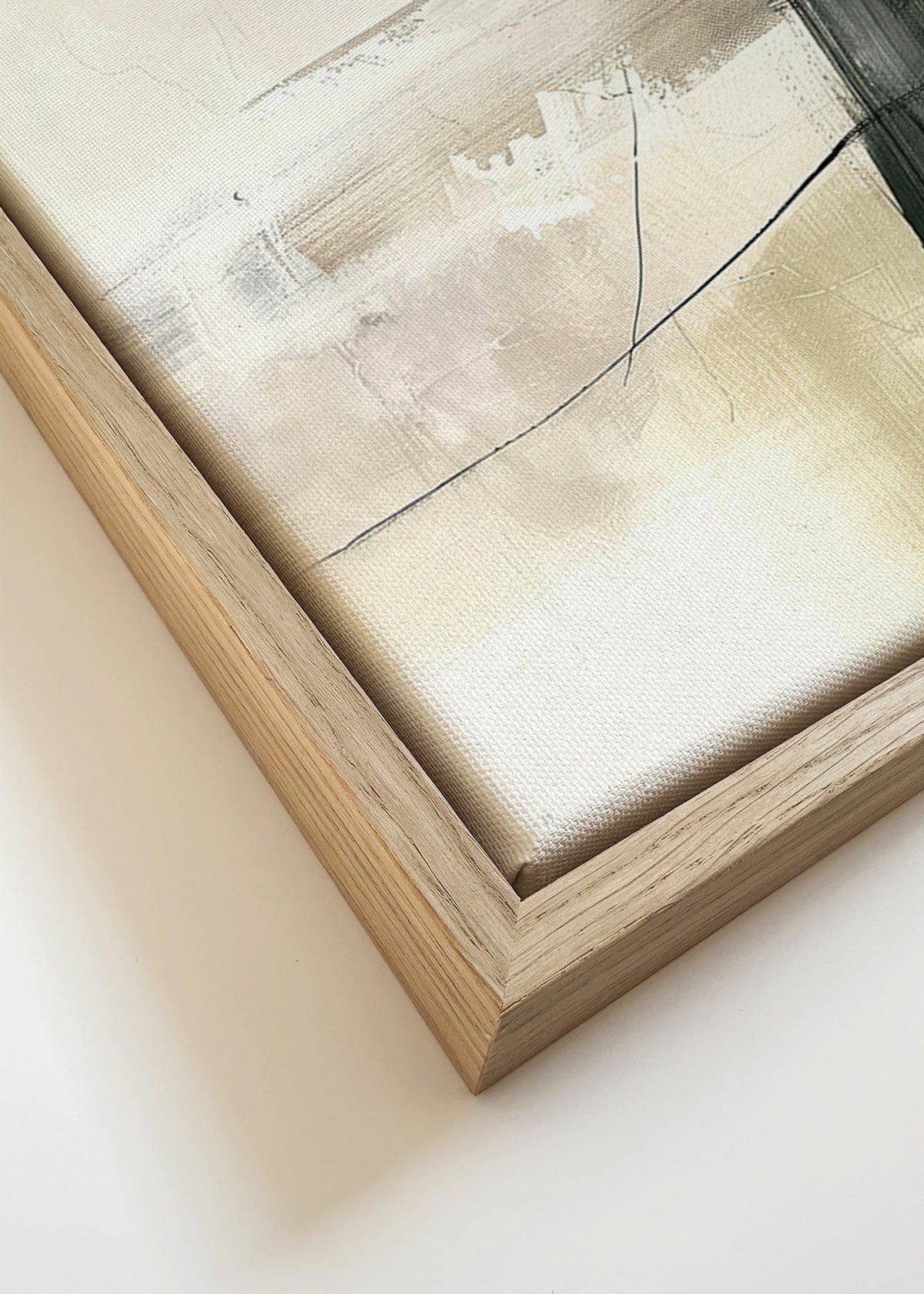 Vertikalt abstrakt verk med mörk block – Canvas detail