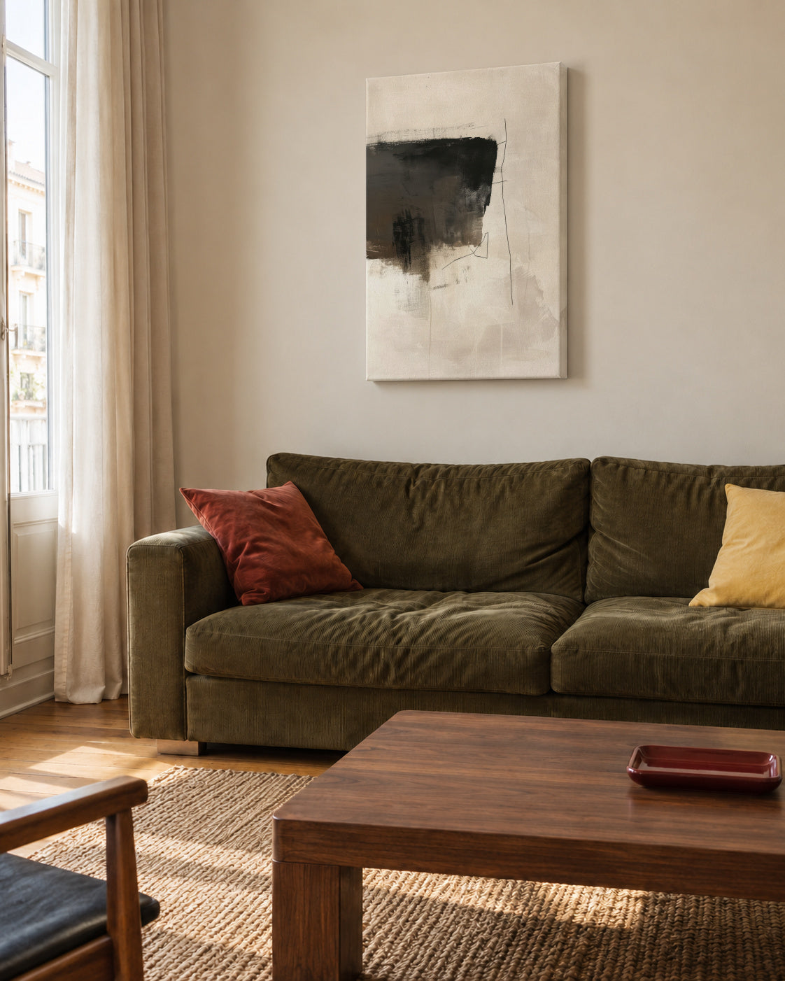 Stone and Pigment - Unframed canvas in an interior