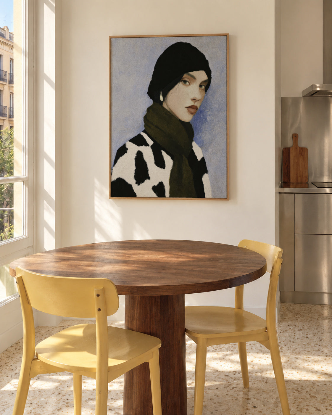 Cow Print Scarf - Framed canvas in an interior