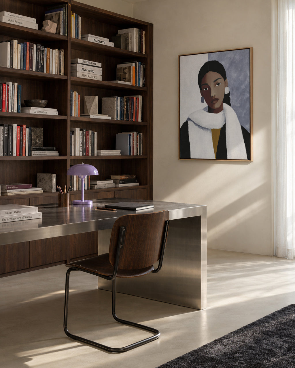 Winter White Wrap - Framed canvas in an interior