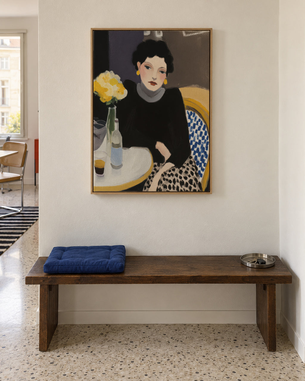 Flower Market Cafe - Framed canvas in an interior