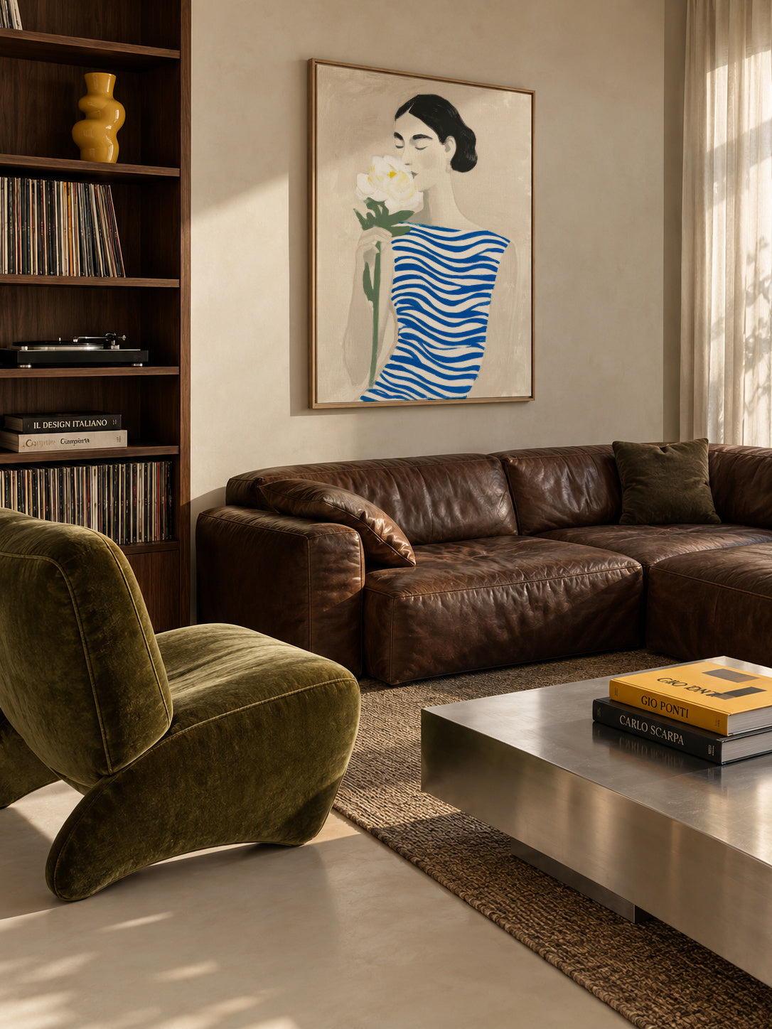 Blue Waves Dress - Framed canvas in an interior