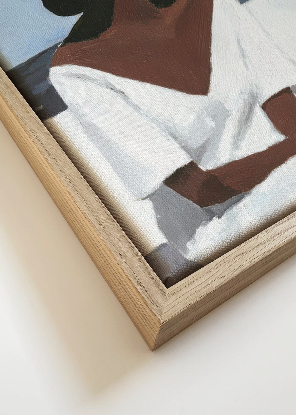 Landskapsmålning med kvinna och hatt – Canvas detail
