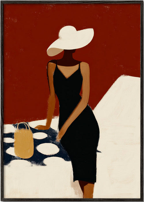 Elegant illustration av figur i svart klänning – Black Frame