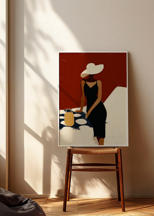 Elegant illustration av figur i svart klänning – Product1