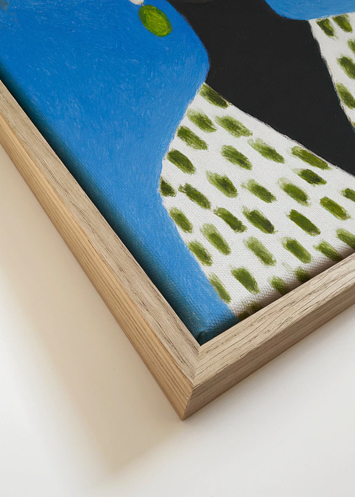Illustration av kvinna med hatt och grönt mönster – Canvas detail