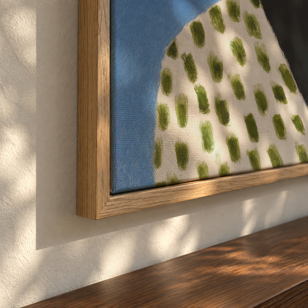 Green Patterned Scarf - Framed canvas detail