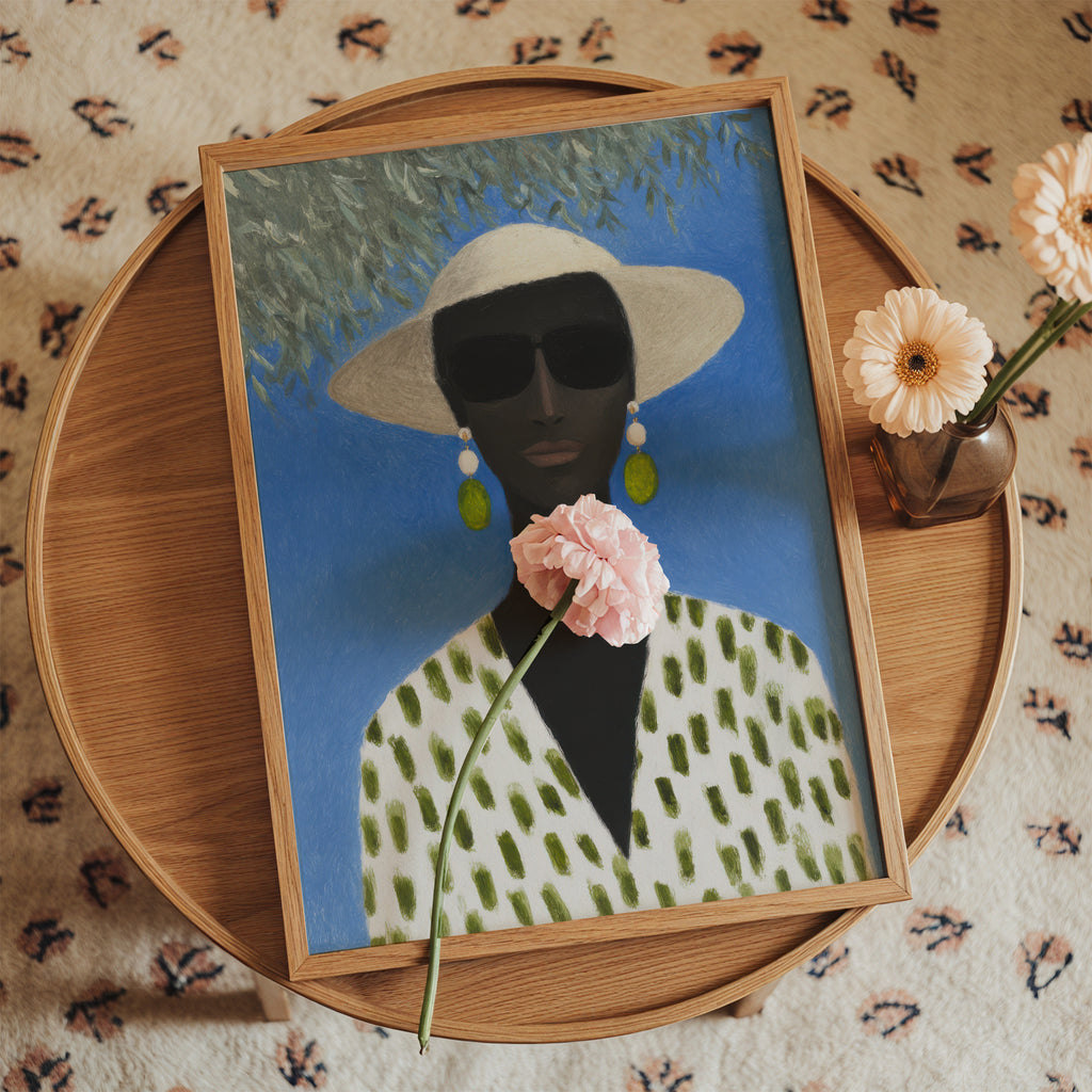 Green Patterned Scarf - Framed poster in an interior