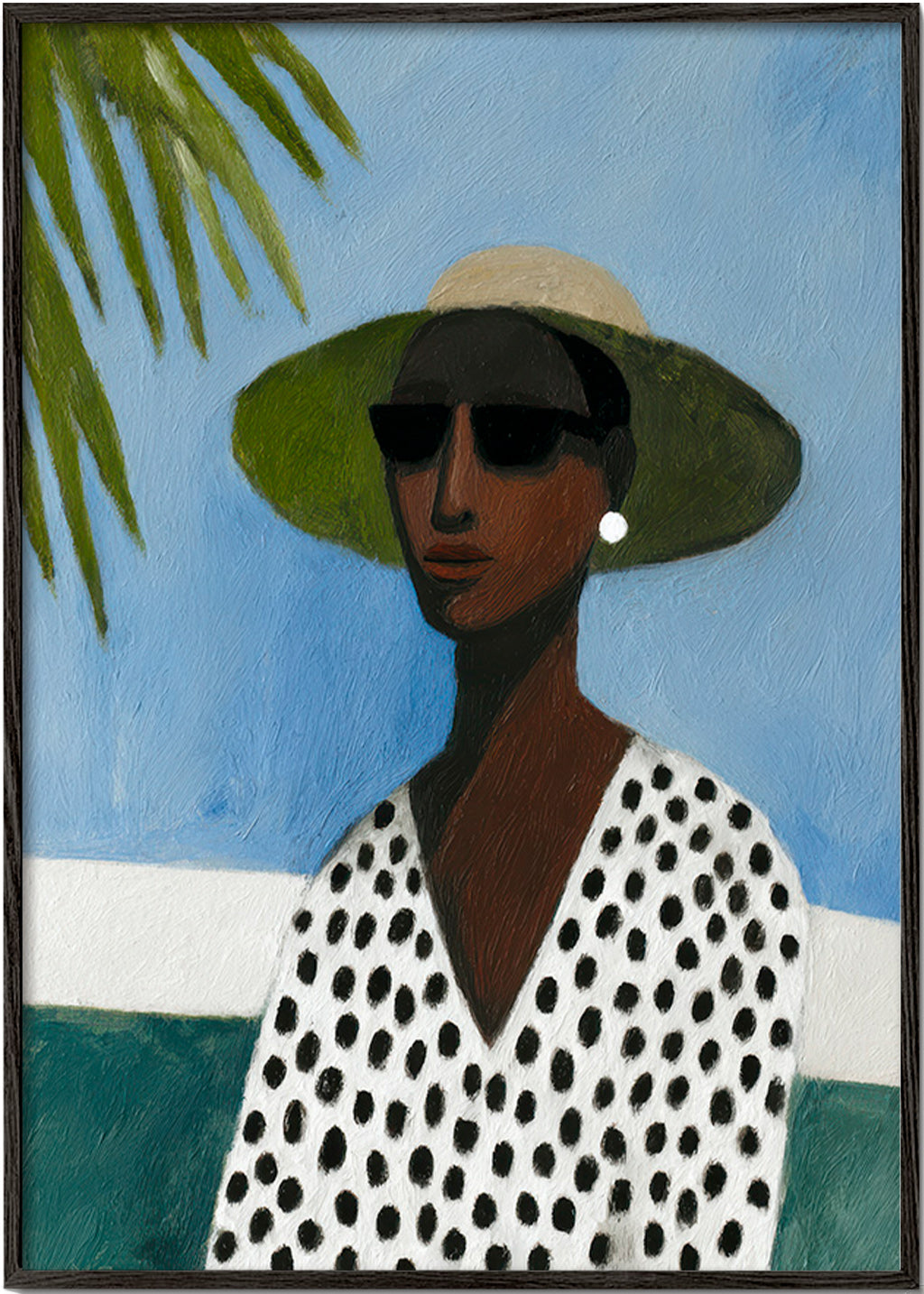 Botanisk affisch porträtt med palm – Black Frame