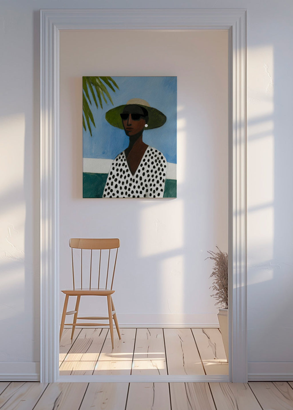 Botanisk affisch porträtt med palm – Canvas