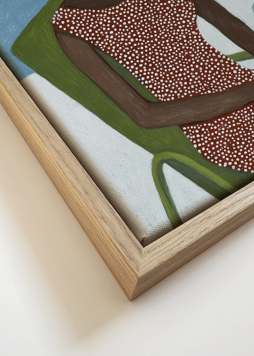 Illustration kvinna med solhatt och grön stol – Canvas detail