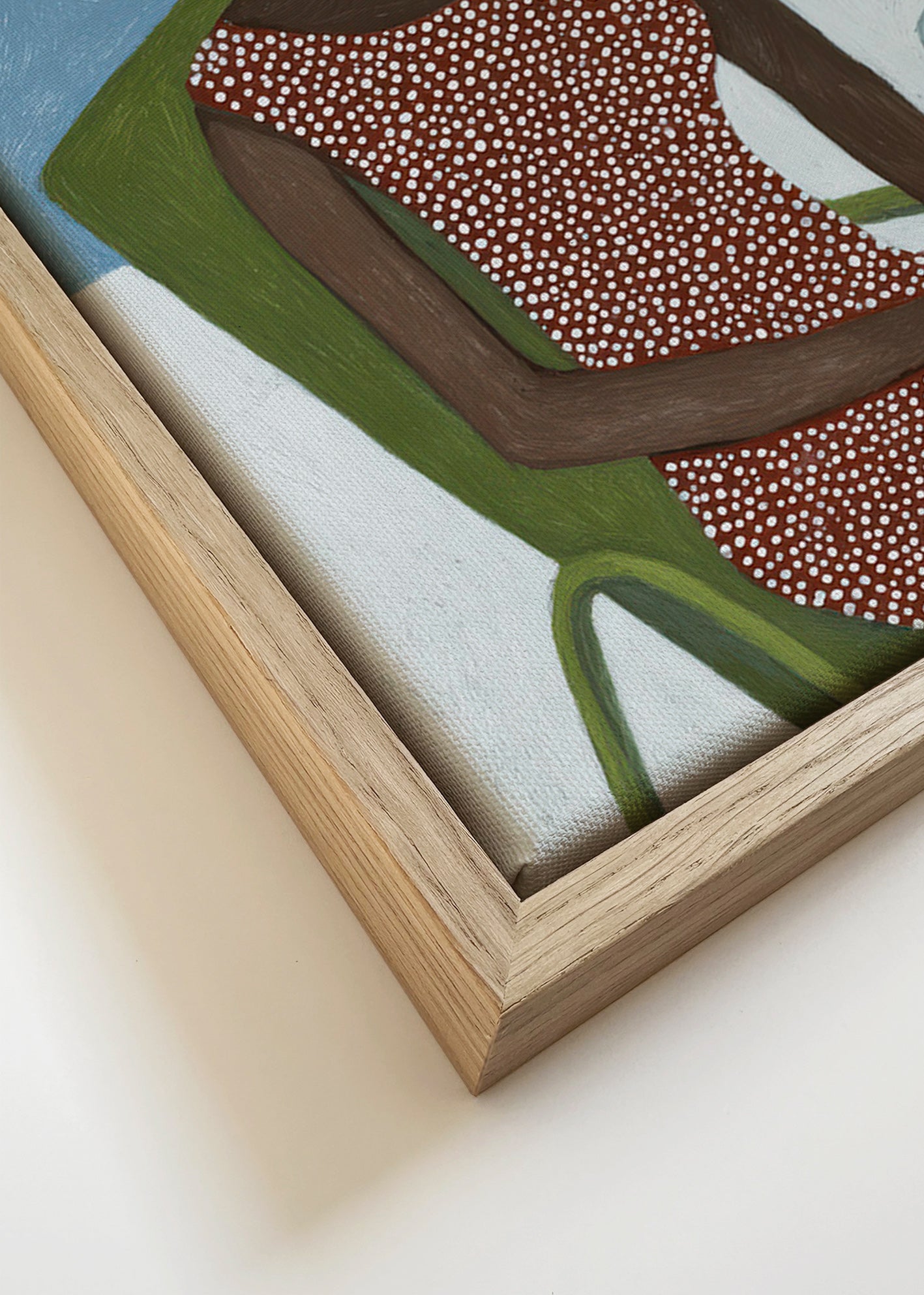 Illustration kvinna med solhatt och grön stol – Canvas detail