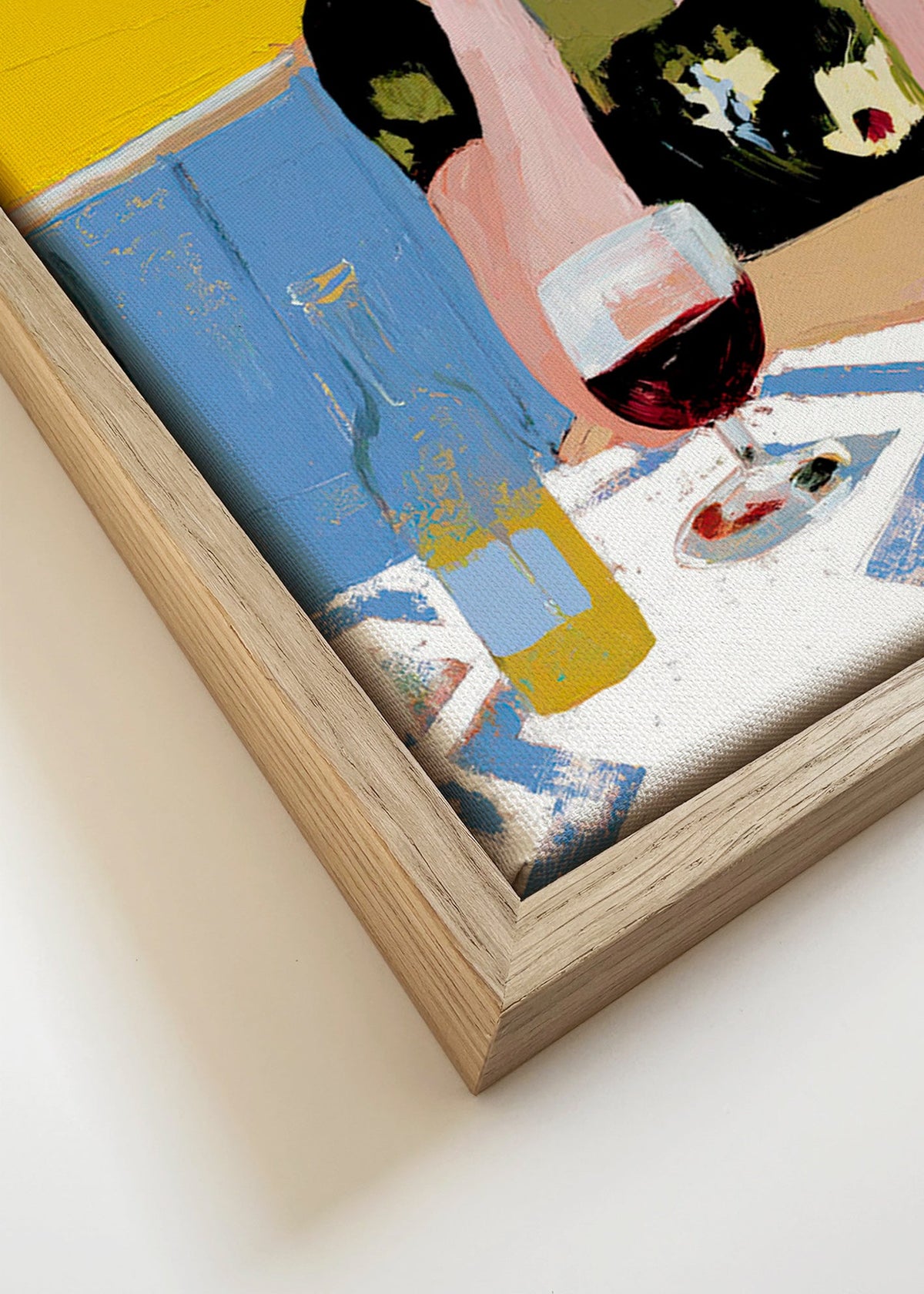 Kökskonst: kvinna med cocktail vid bordet – Canvas detail