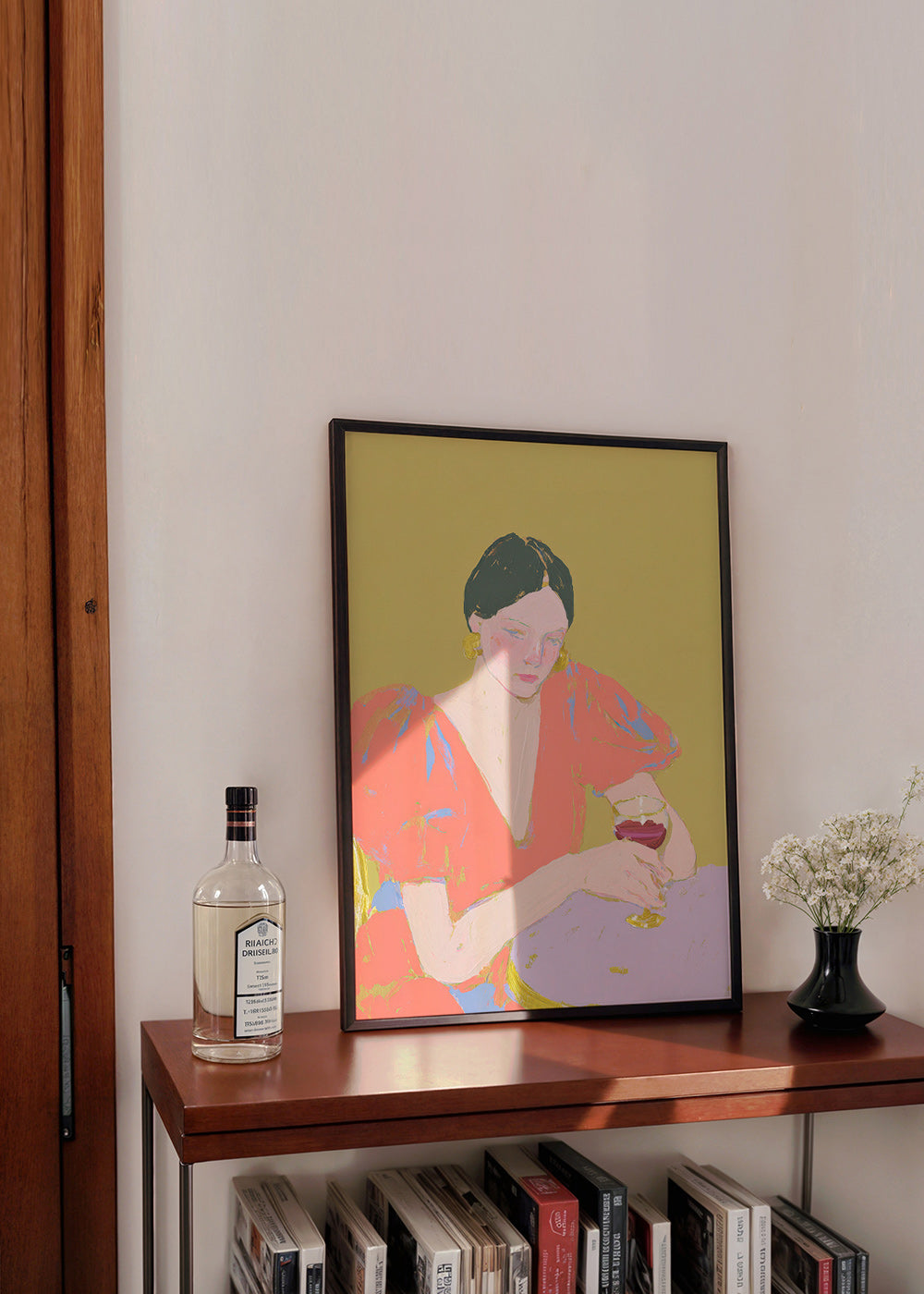 Kökskonst: kvinna med glas i pastelltoner – Product2