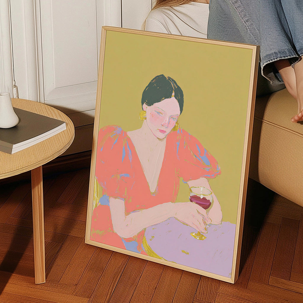 Kökskonst: kvinna med glas i pastelltoner – Product3