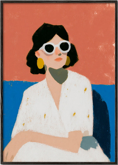 Illustration kvinna med vita glasögon – Black Frame
