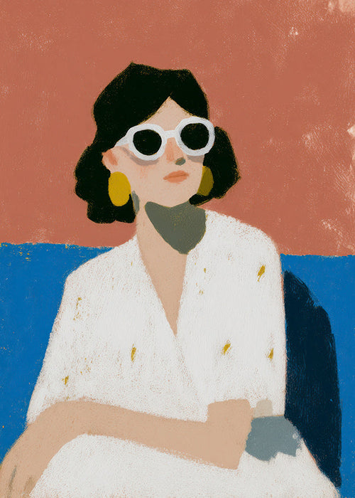 Illustration kvinna med vita glasögon