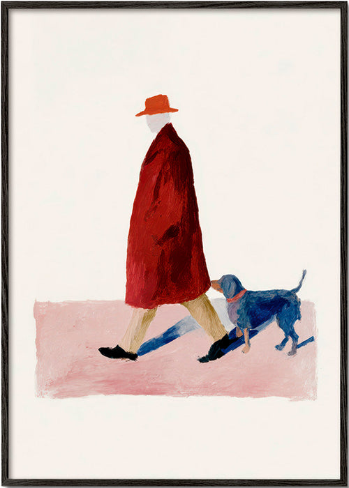 Illustration av promenad i röd kappa – Black Frame