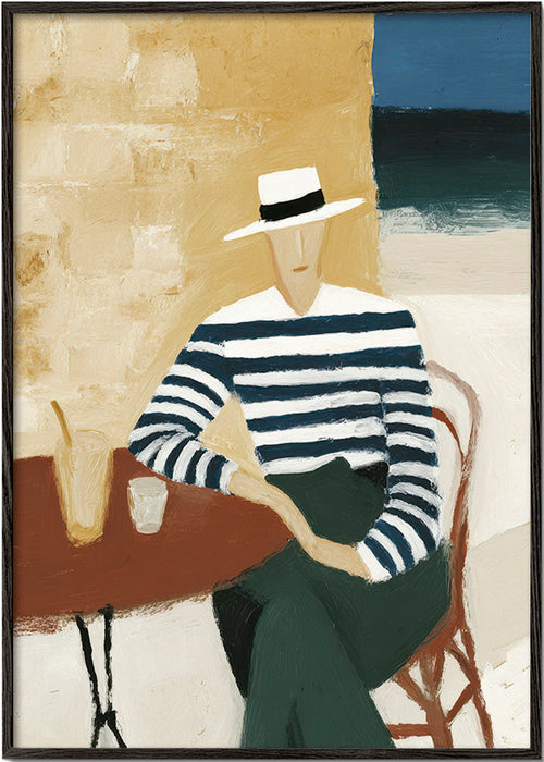 Kökskonst med randig figur vid havet – Black Frame