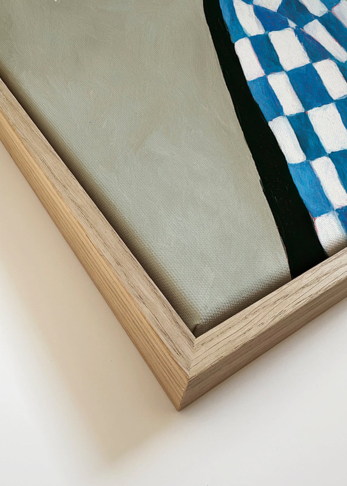Illustration profil kvinna med hatt och rutmönster – Canvas detail