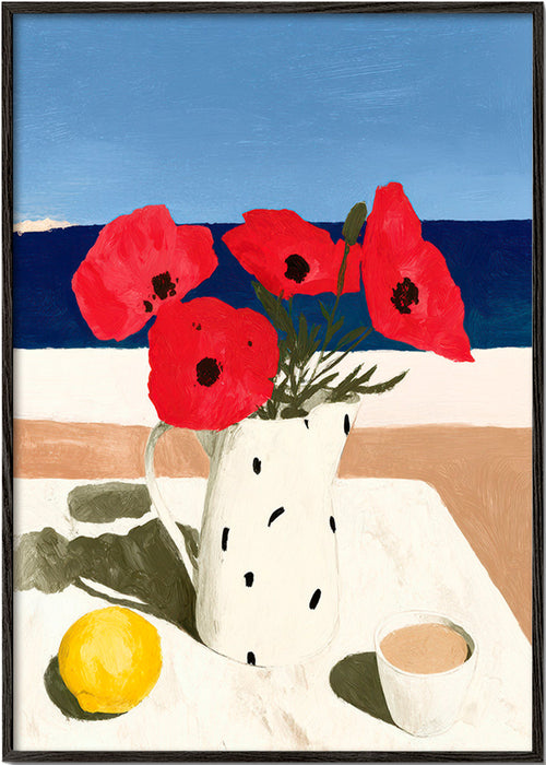 Botanisk poster valmojor vid havet – Black Frame