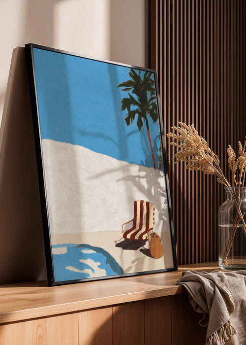 Landskapskonst med solstol vid poolen och palm – Product1