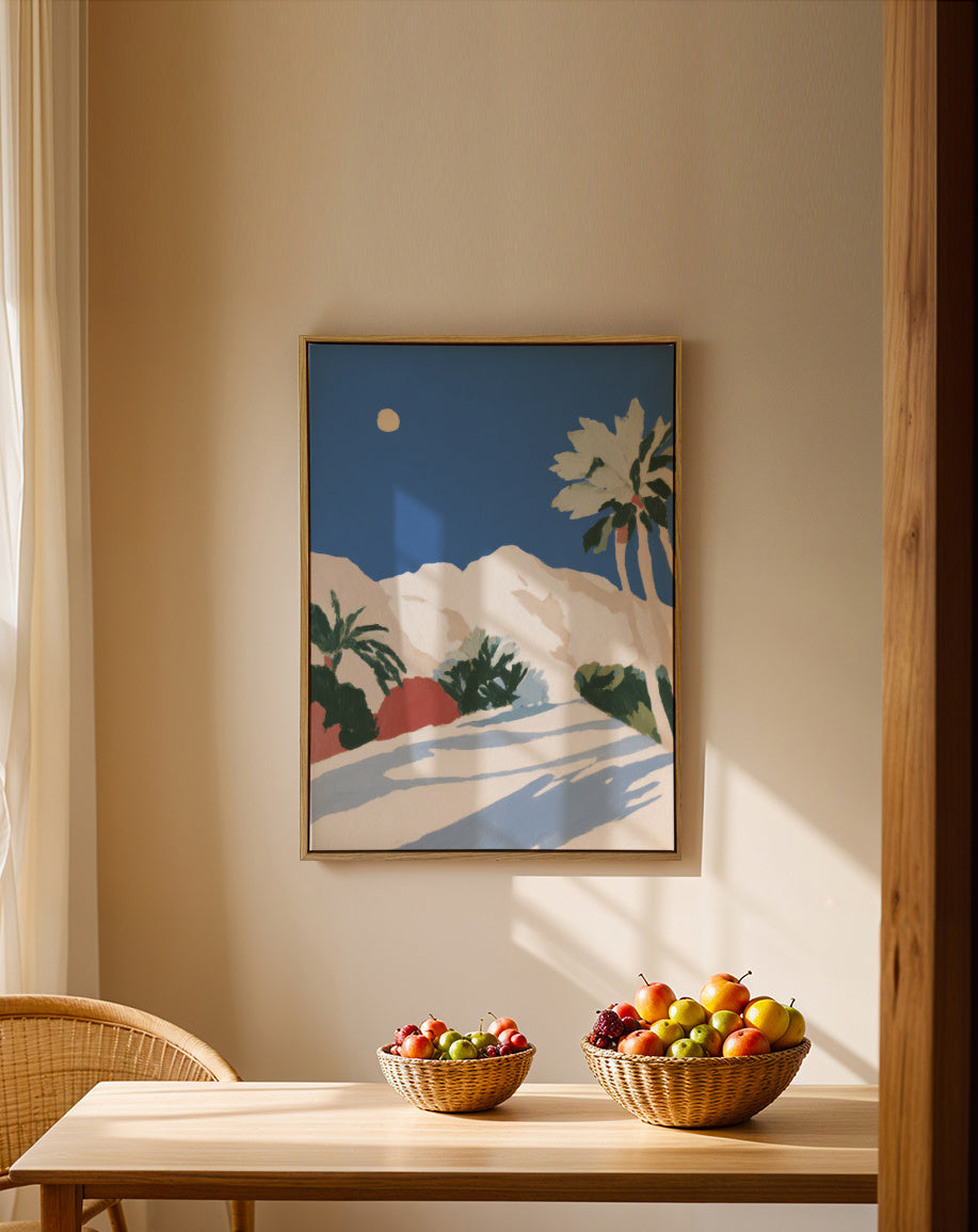 Palm Shadows - Framed canvas in an interior