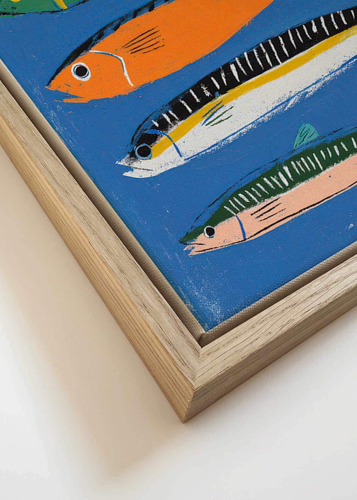 Kökskonst med lekfull fiskillustration – Canvas detail