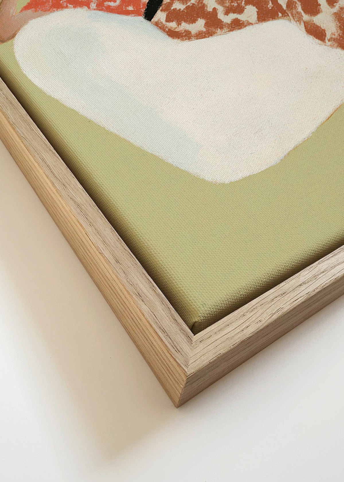 Illustration av liggande figur i vit fåtölj – Canvas detail