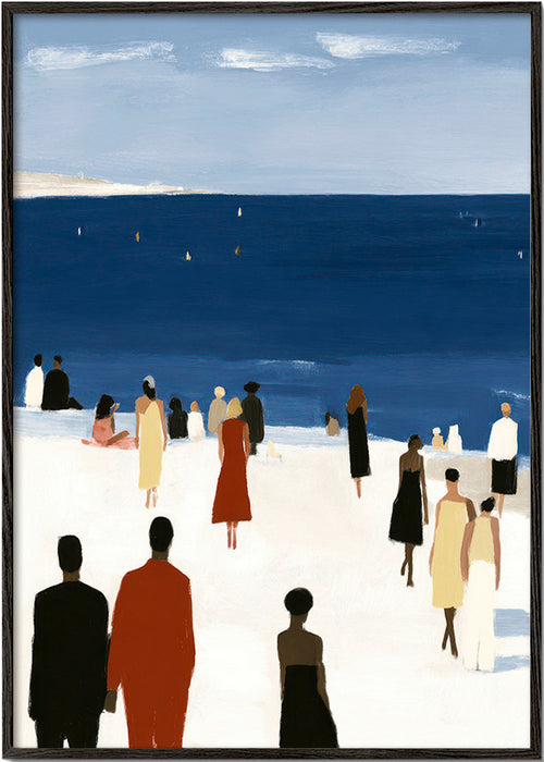 Kustlandskap med figurer – Black Frame