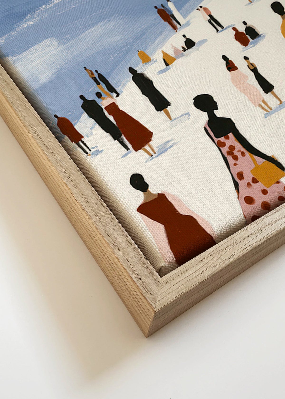 Landskapskonst: strand med stiliserade figurer – Canvas detail