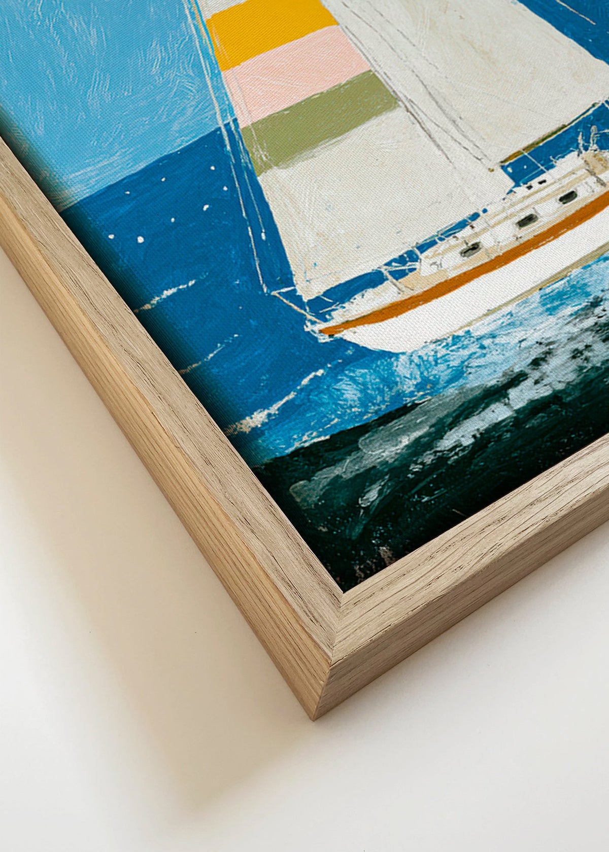 Illustration: segelbåt med färgglada segel – Canvas detail