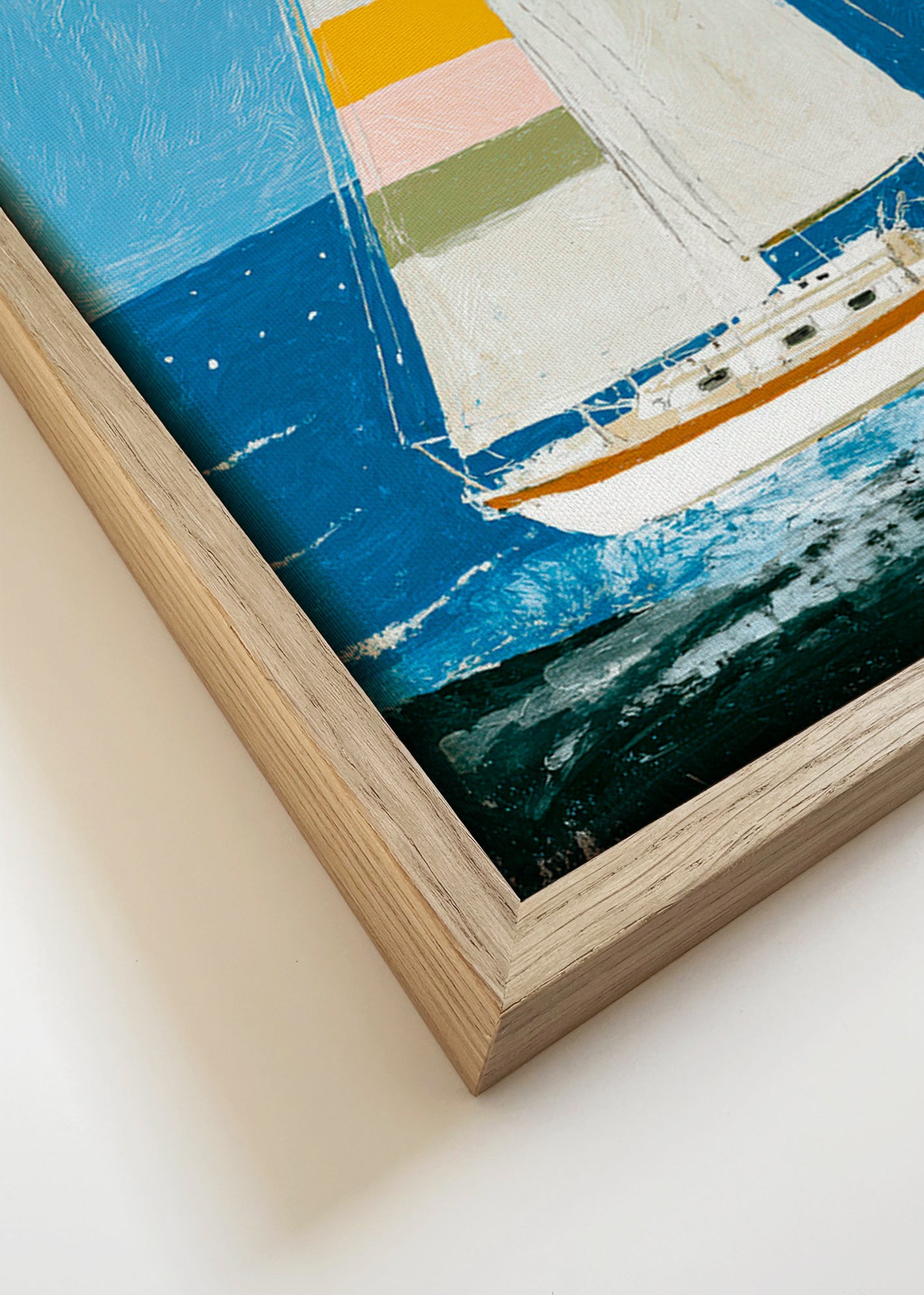 Illustration: segelbåt med färgglada segel – Canvas detail