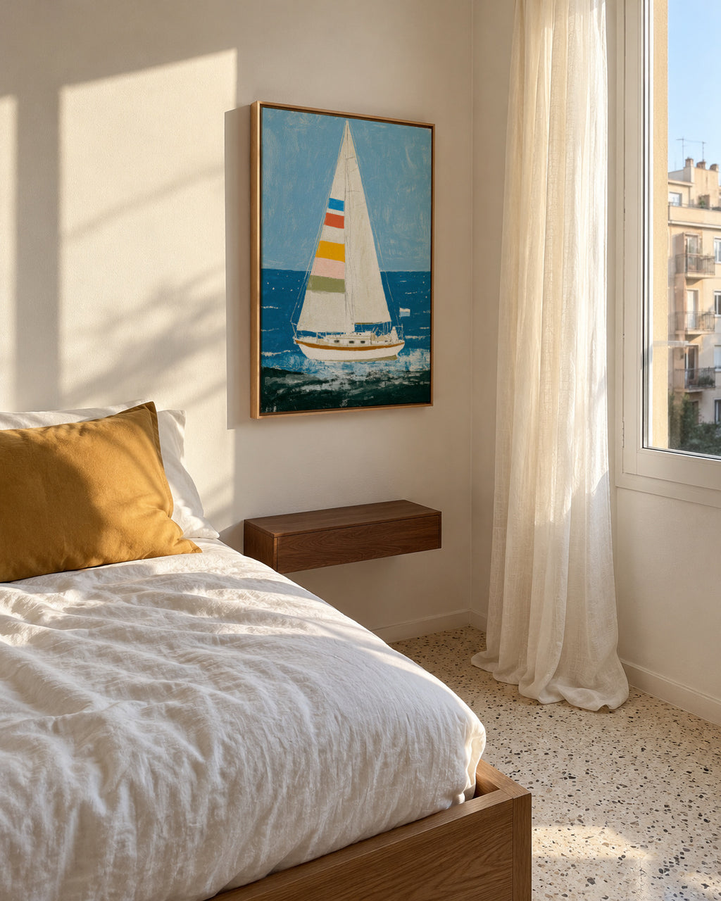Sail in Color - Framed canvas in an interior