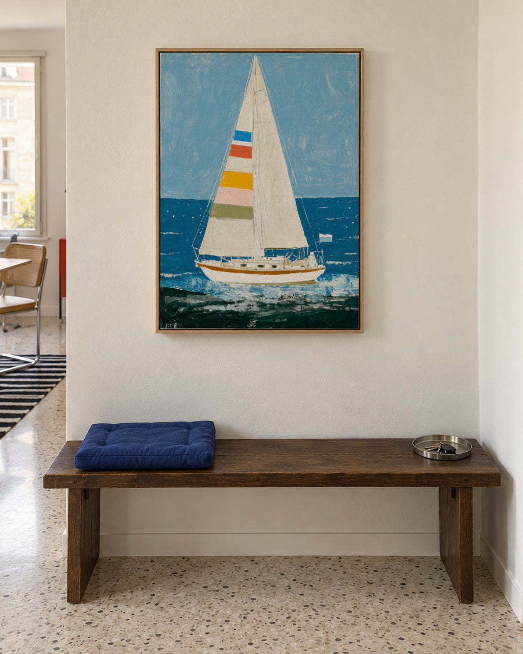Sail in Color - Framed canvas in an interior