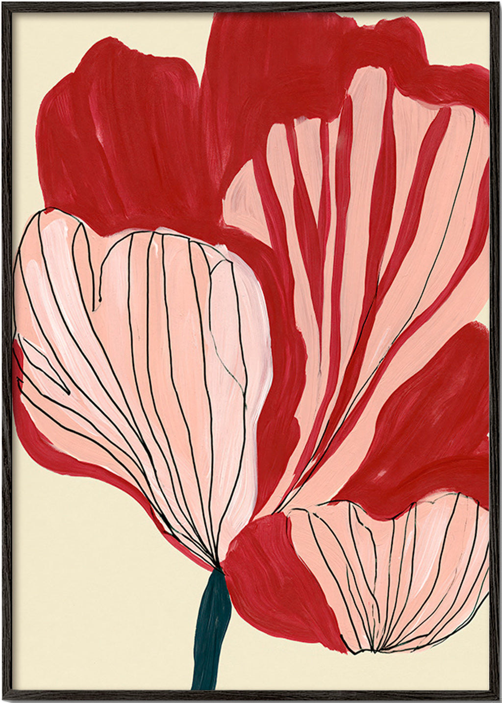 Botanisk poster skarlakansblad – Black Frame