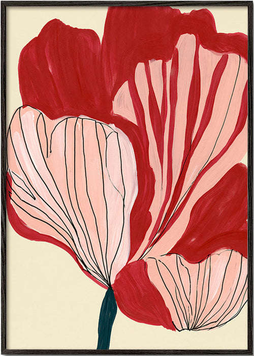 Botanisk poster skarlakansblad – Black Frame