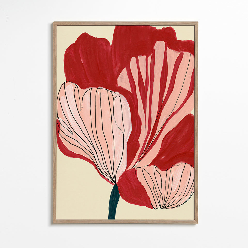 Botanisk poster skarlakansblad – Oak Frame