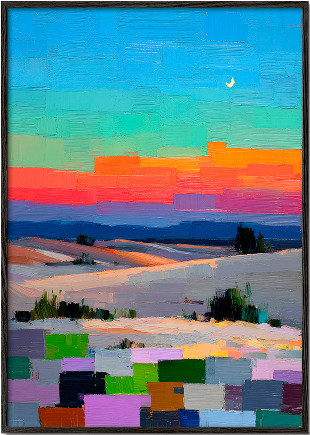 Colorfield landskap med måne