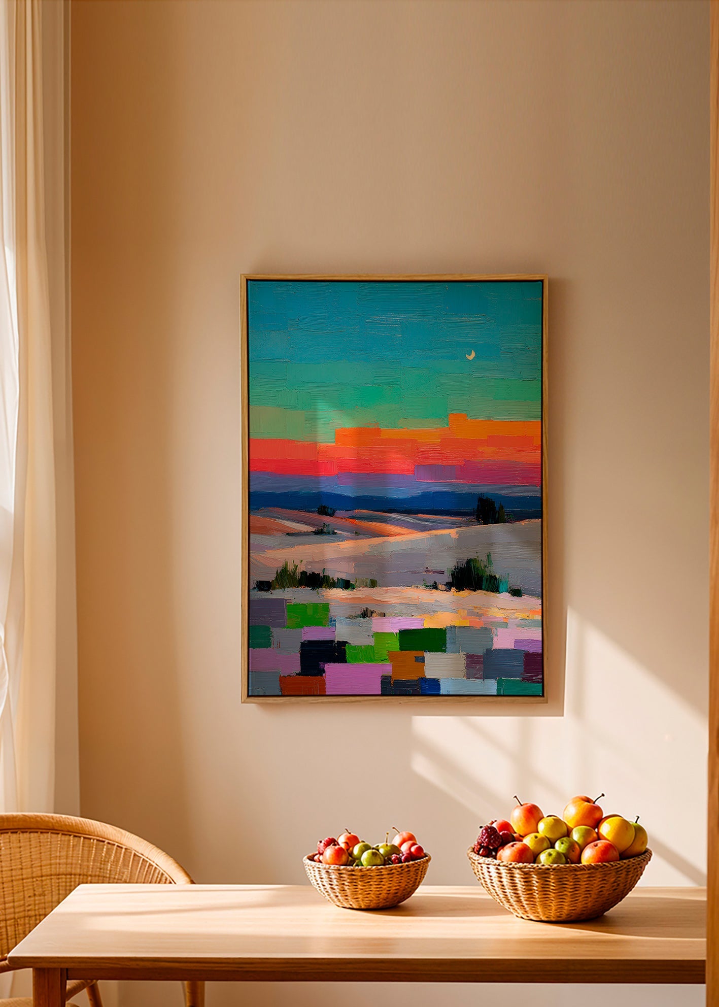 Colorfield landskap med måne