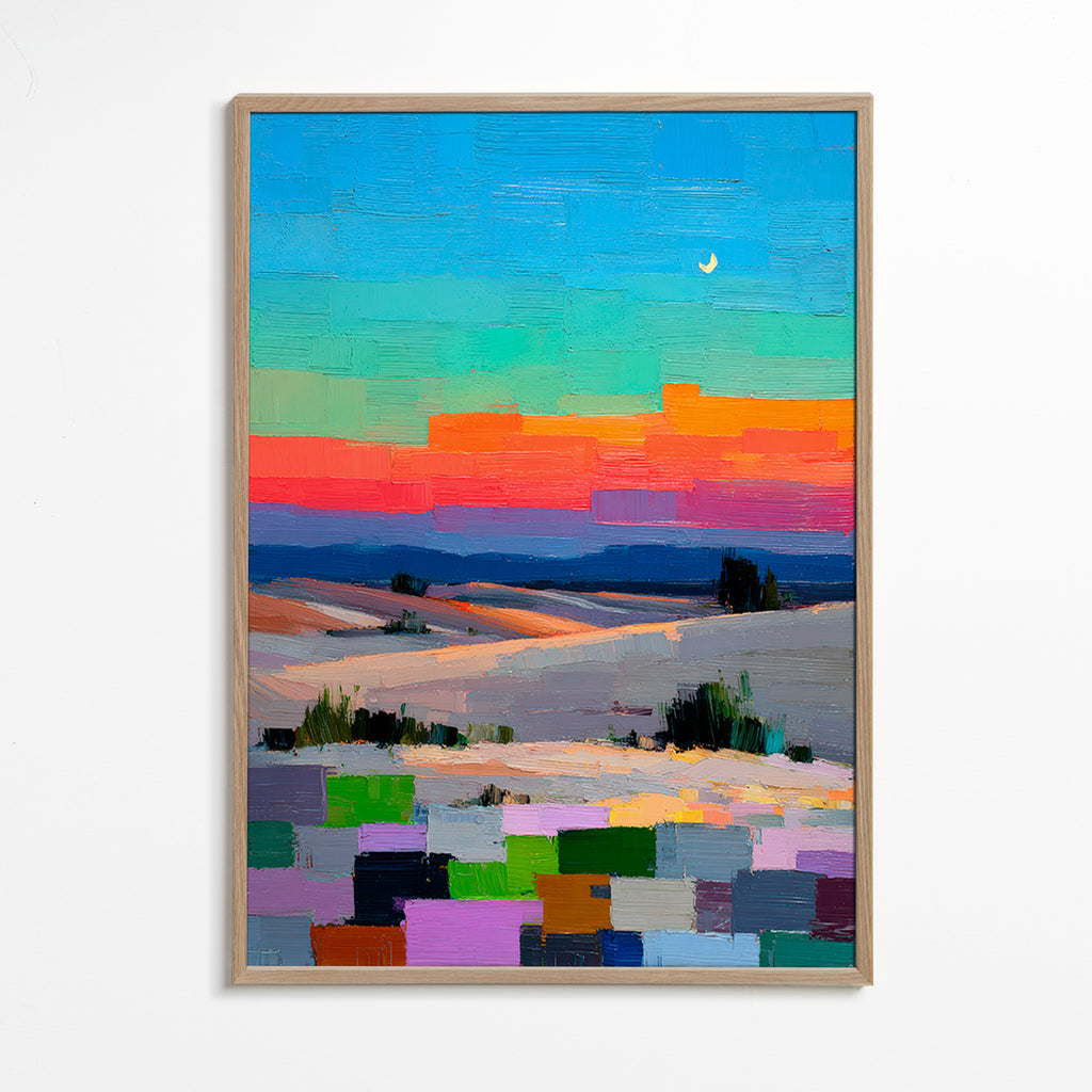 Colorfield landskap med måne