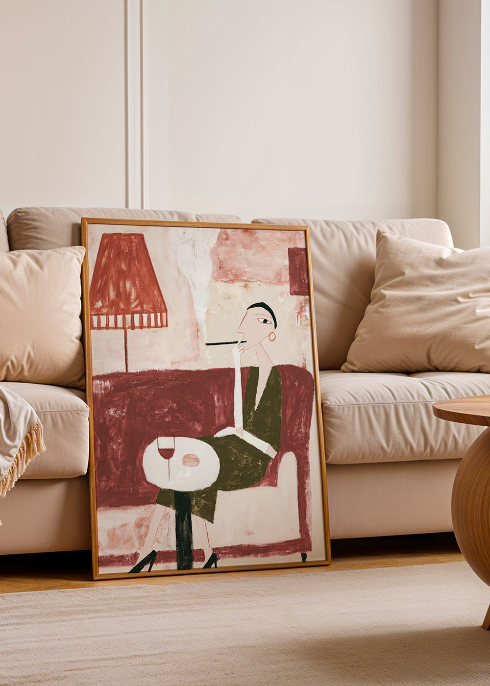 Kökskonst med sittande figur och vin