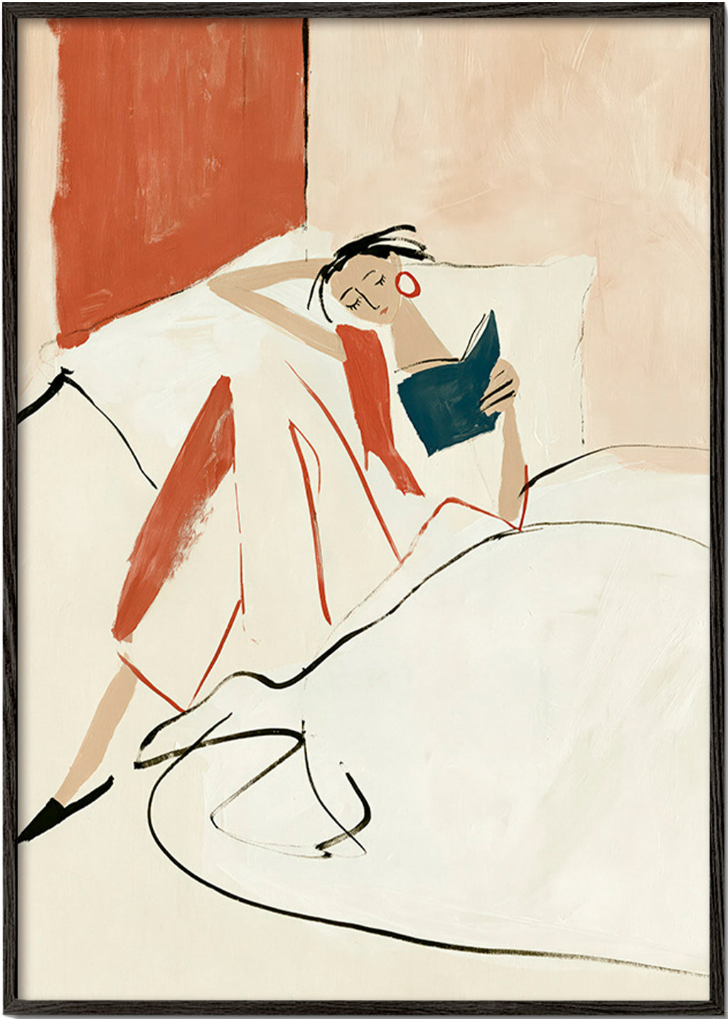 Illustration kvinna läser