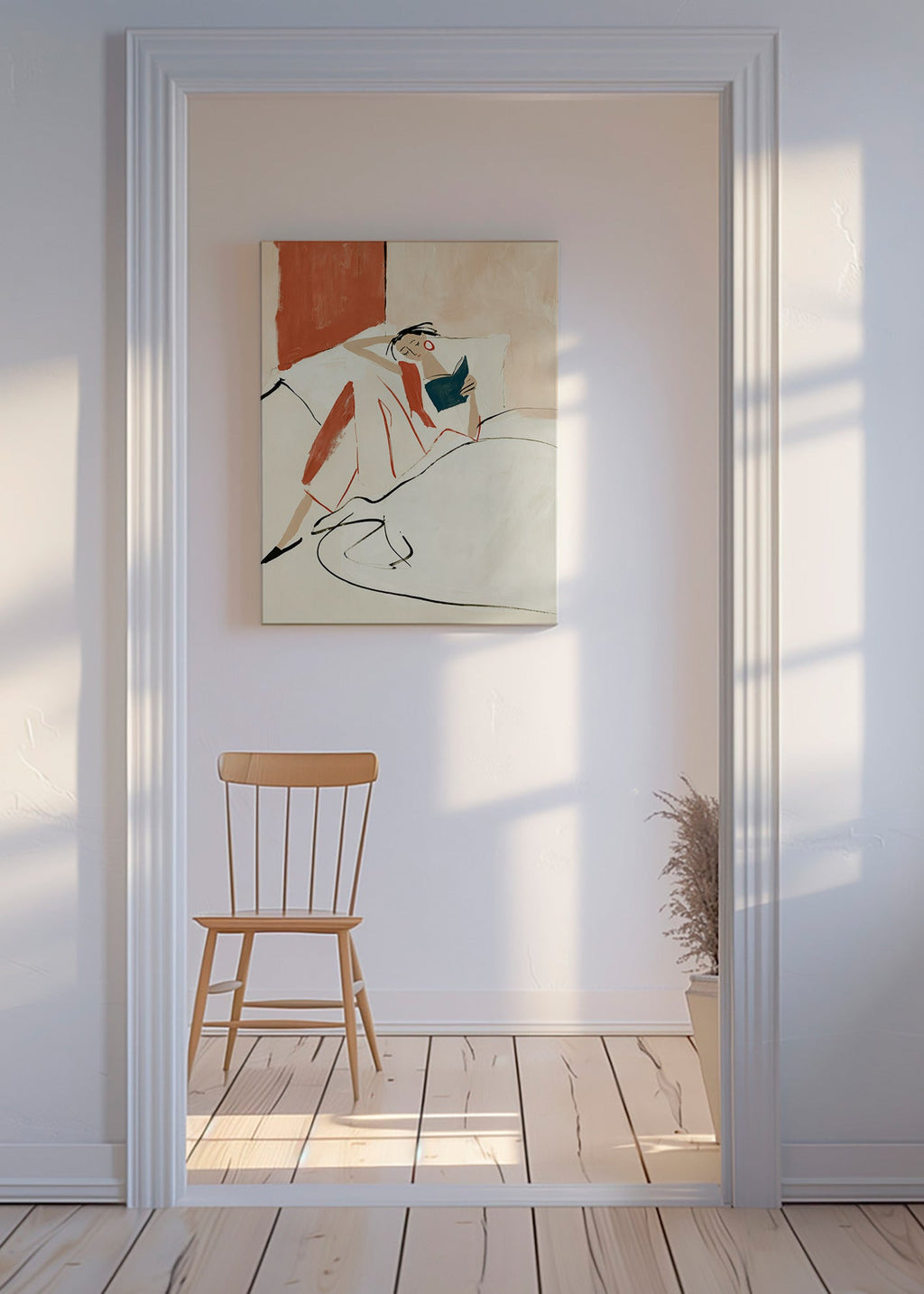 Illustration kvinna läser