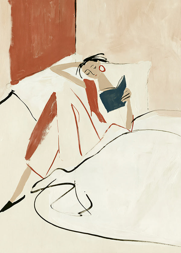 Illustration kvinna läser