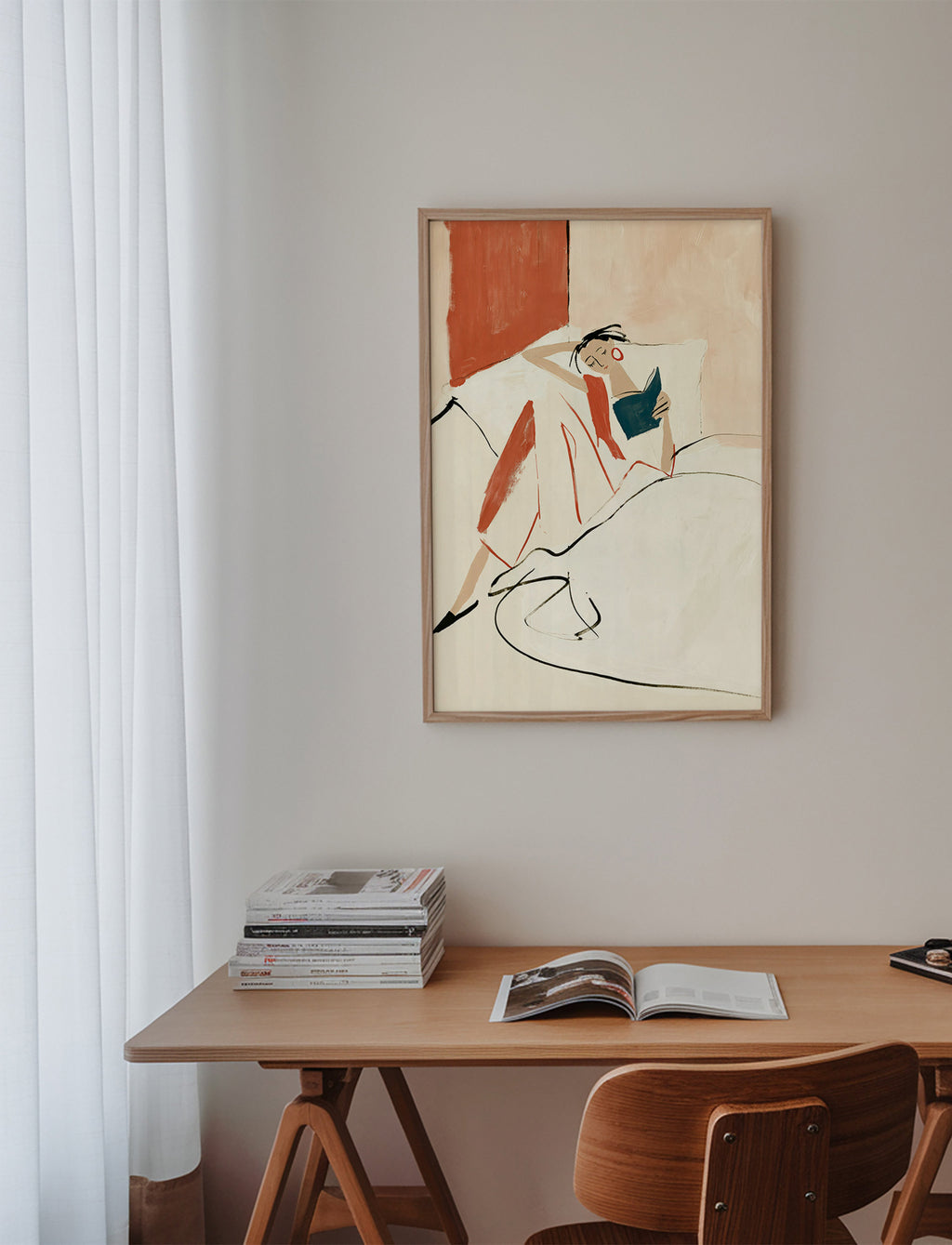 Illustration kvinna läser