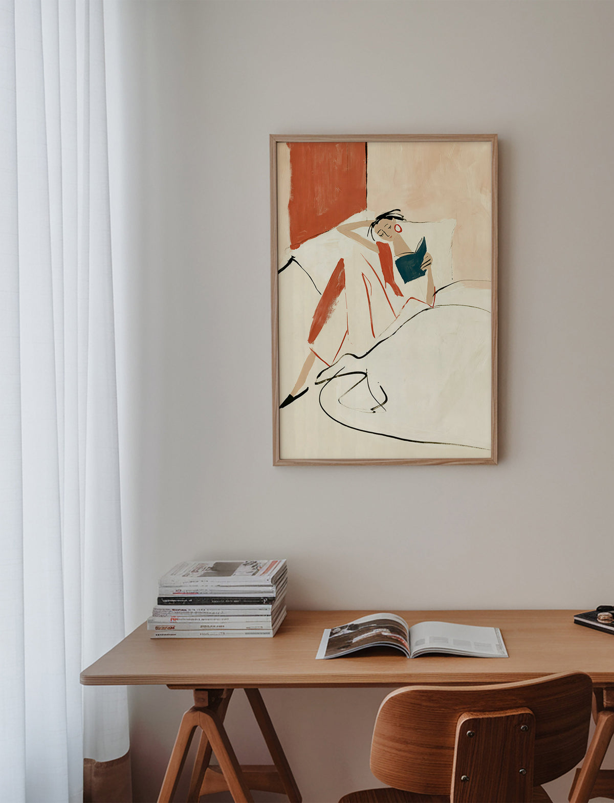 Illustration kvinna läser