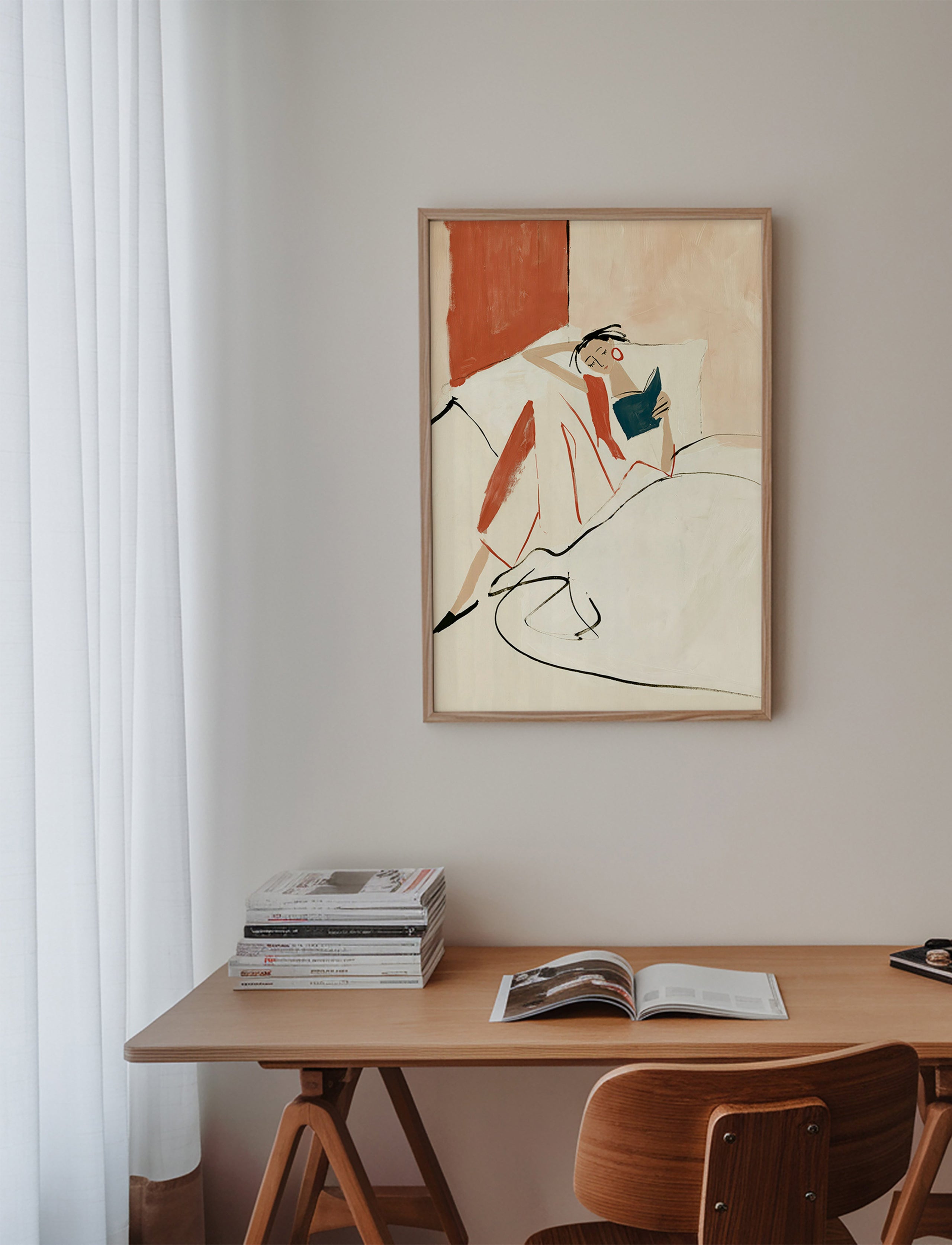 Illustration kvinna läser