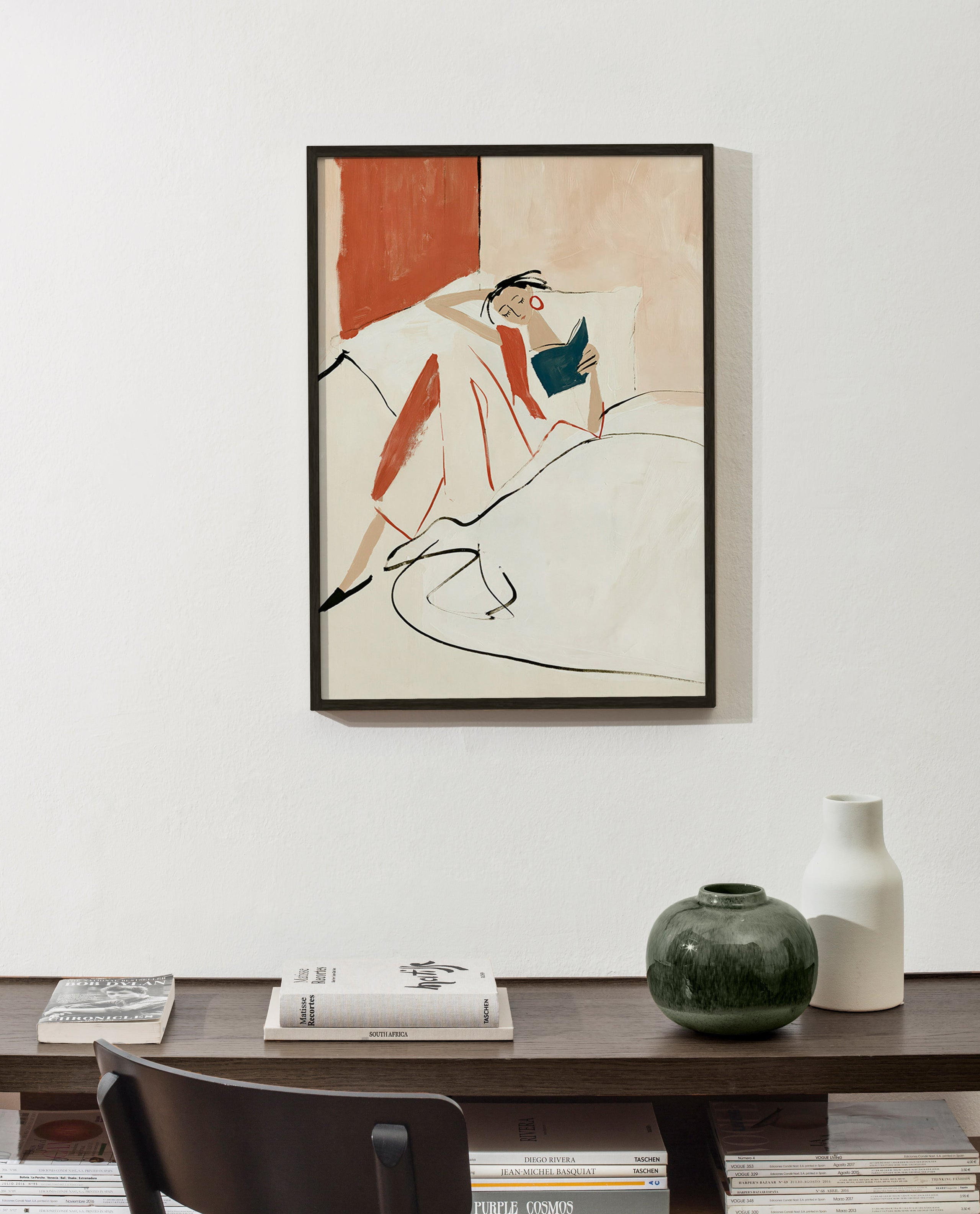 Illustration kvinna läser