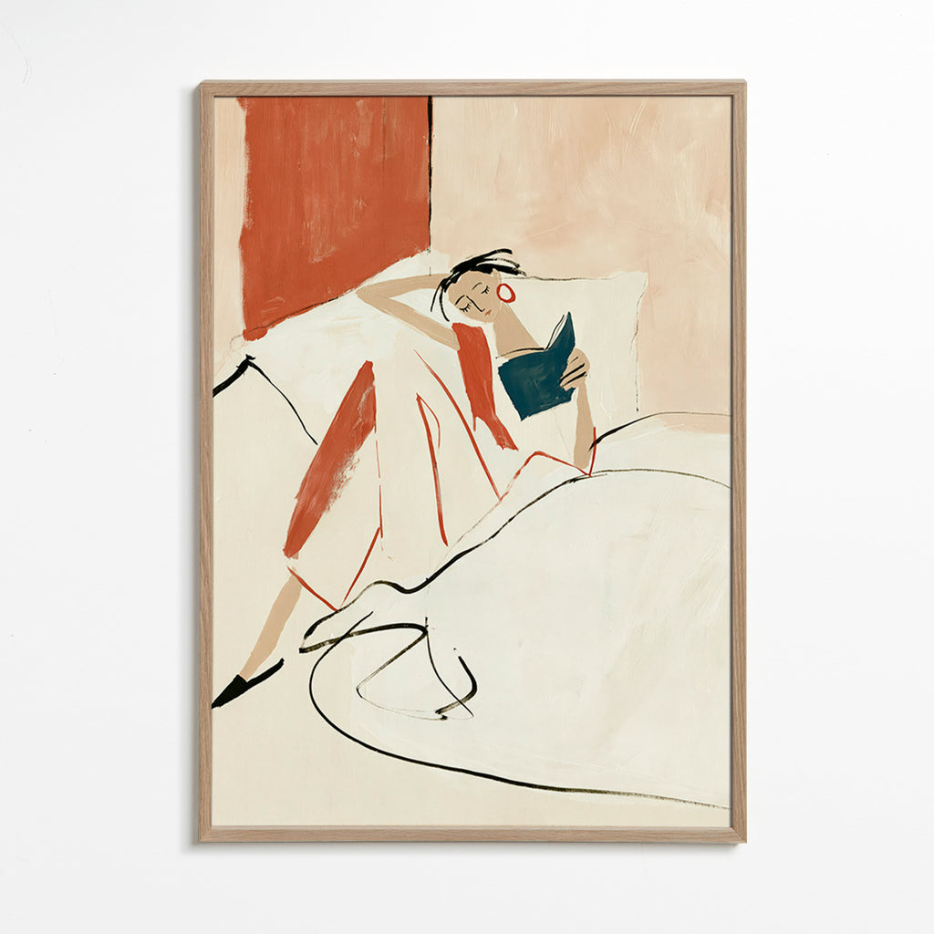 Illustration kvinna läser